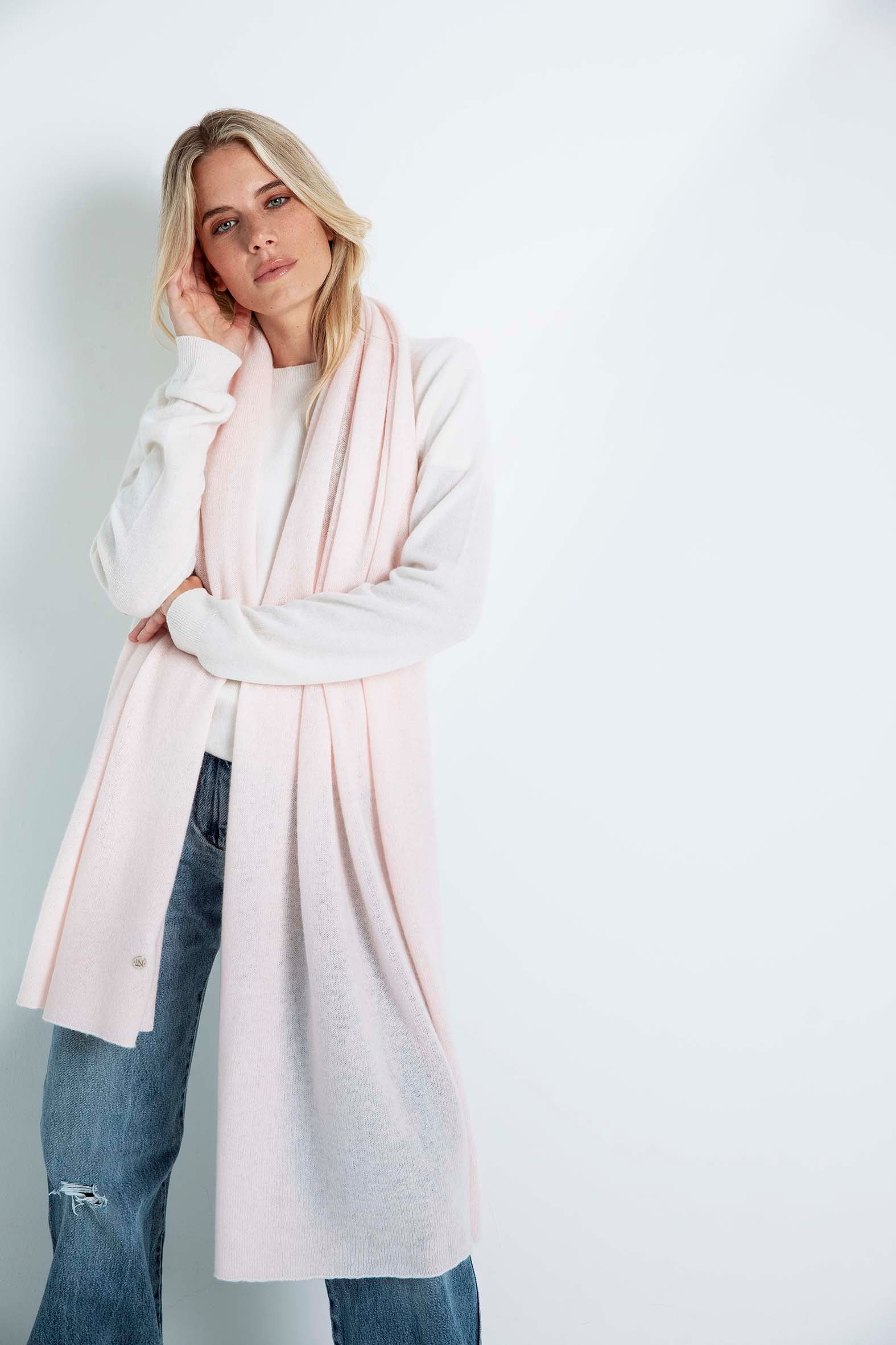 The Cashmere Travel Wrap in Pink Shell