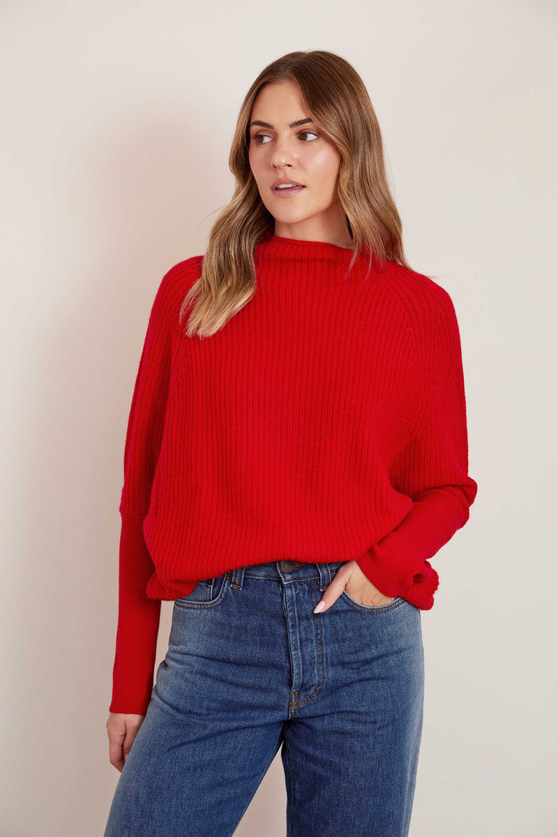 Lucy Nagle the cashmere slouchy rib turtleneck in Fuschia