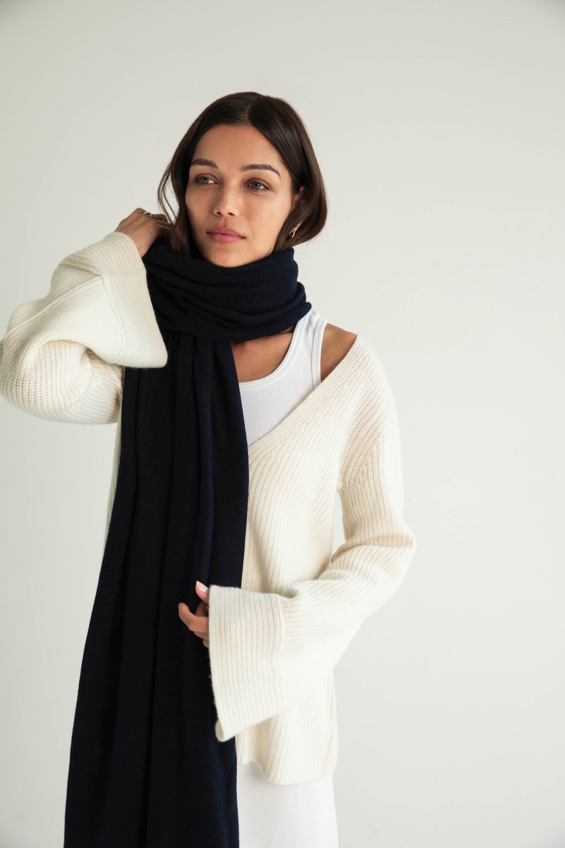 The Cashmere Travel Wrap in Navy