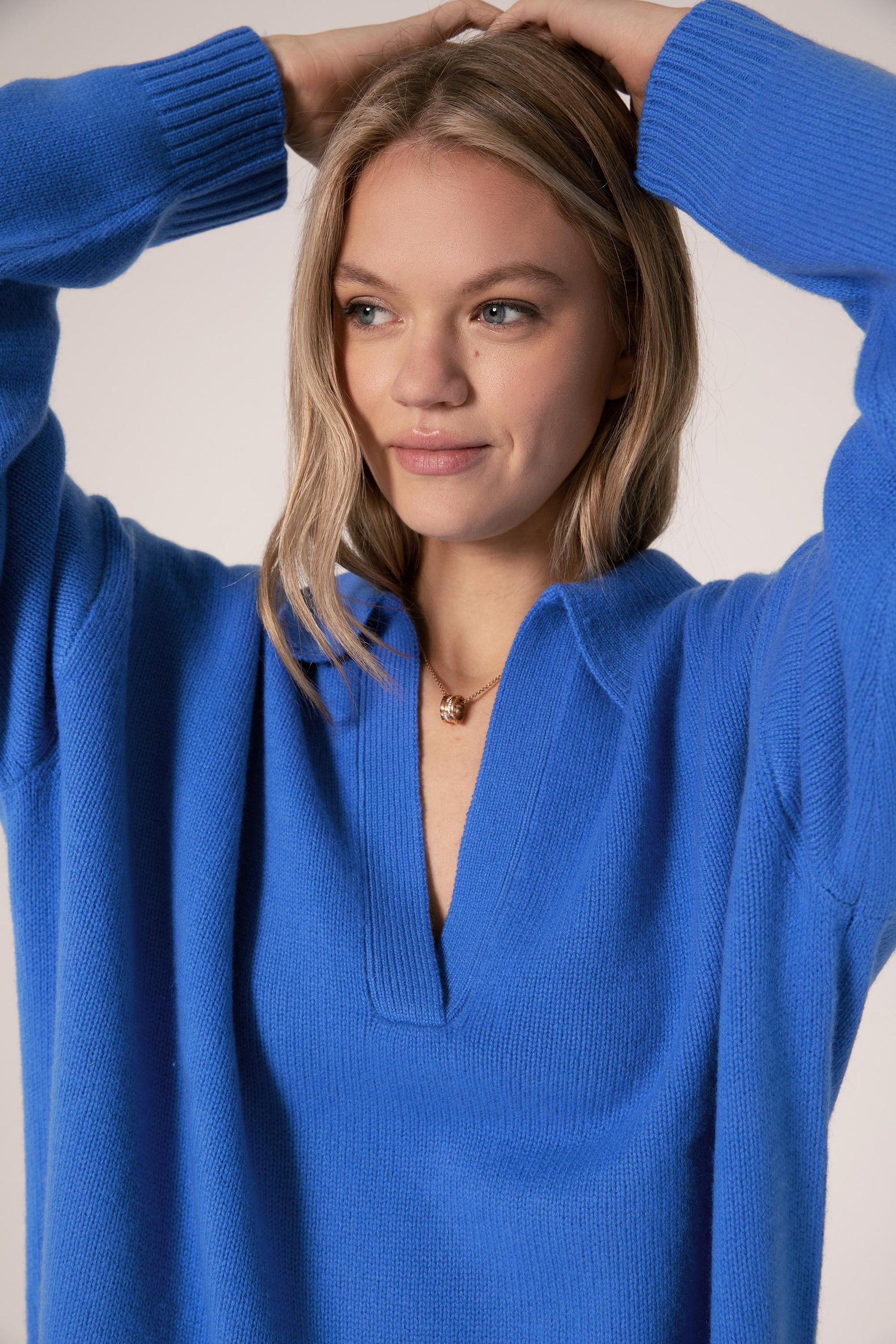 The Cashmere Collar Sweater in Forget me Not