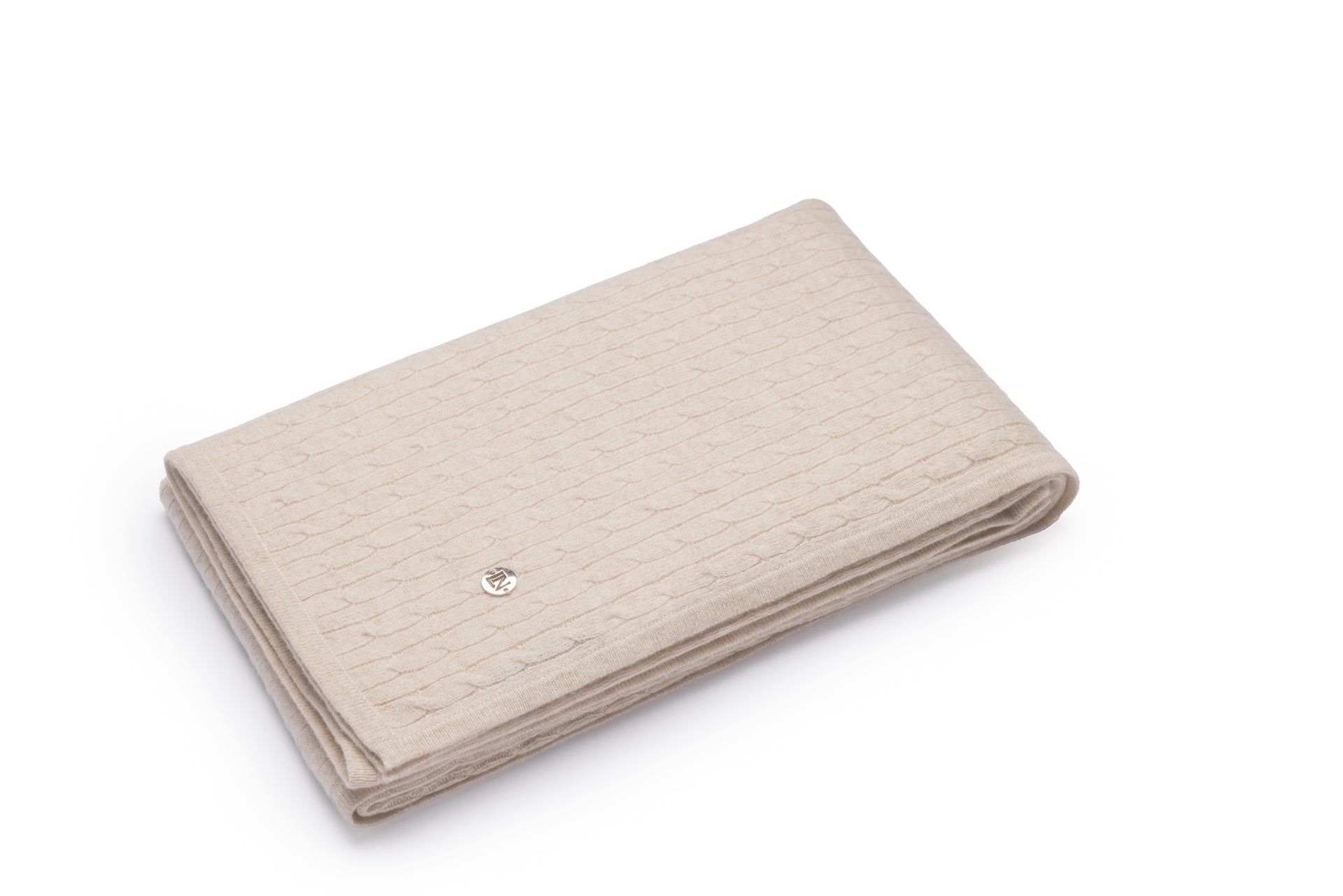 Cashmere Cable Baby Blanket in Sandstone