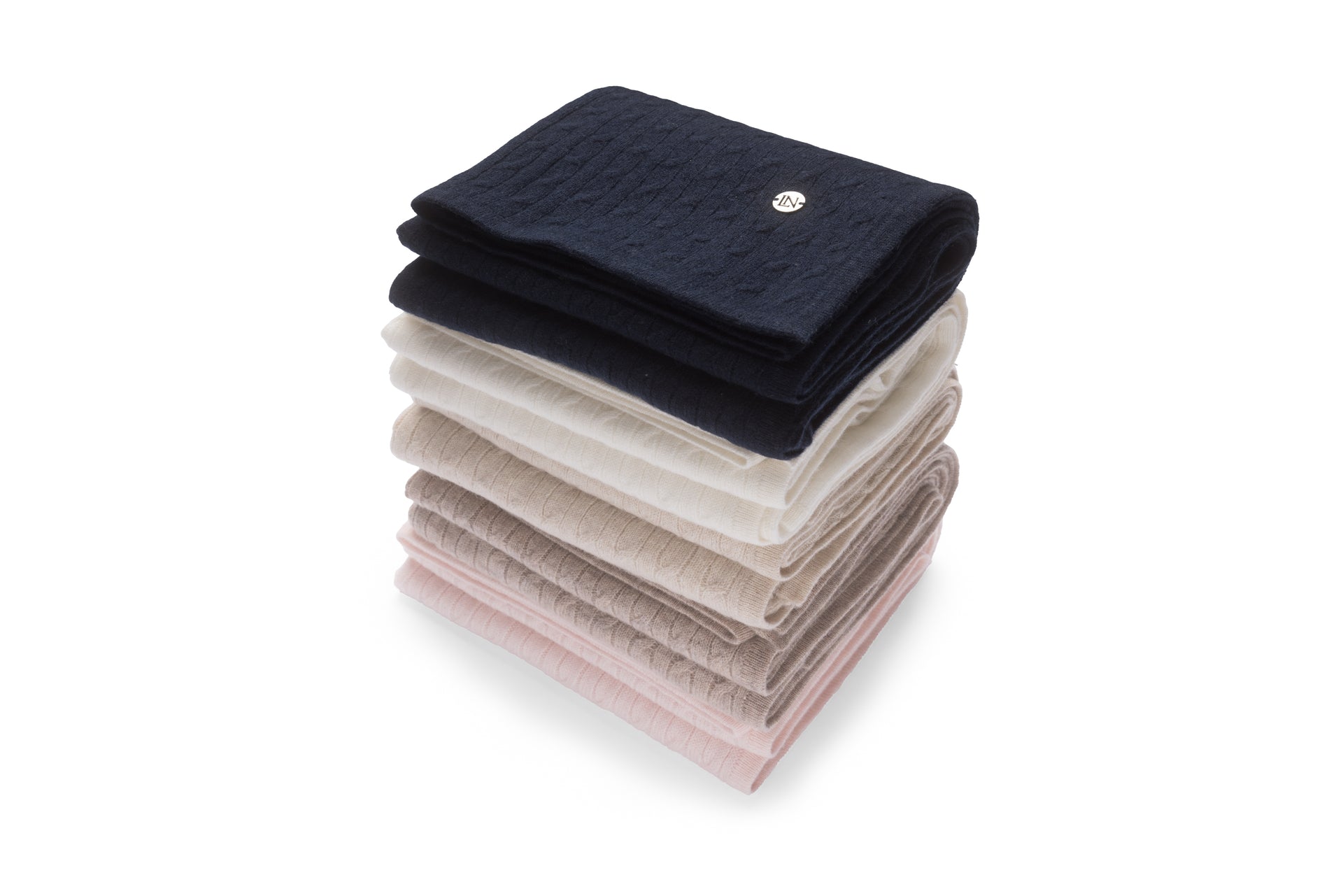 Cashmere Cable Baby Blanket in Navy