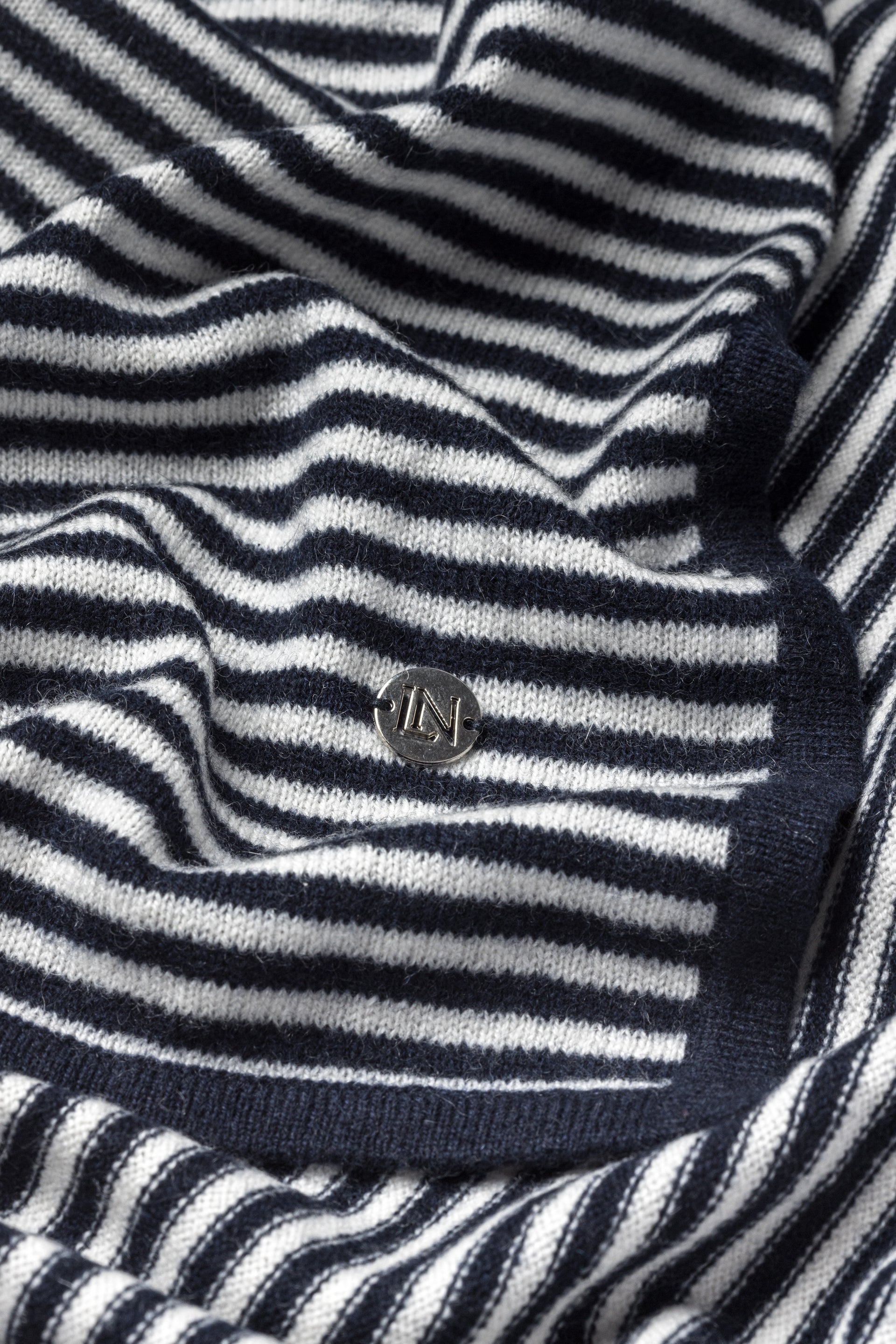 Cashmere Striped Baby Blanket in Navy