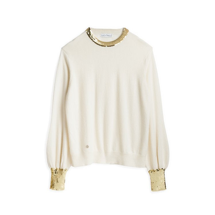 The Cashmere Sequin Sweater in Snow Peak